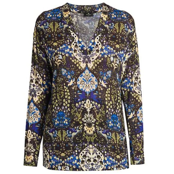 Etro Sweaters - NWT$620 ETRO Artemis Jersey Sweater Black Ornamental-print V-neck jumper 46 / 10